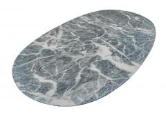 Stone International Superb 1980s Italian Gray White Exotic Marble Table Oval Top Segment Base - 2618298