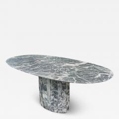 Stone International Superb 1980s Italian Gray White Exotic Marble Table Oval Top Segment Base - 2625648