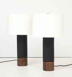 Stone Sawyer Baxter lamp in obsidian glaze walnut base - 4548940