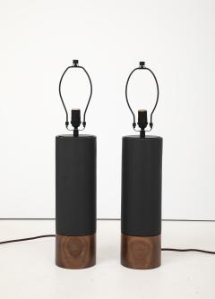 Stone Sawyer Baxter lamp in obsidian glaze walnut base - 4548941