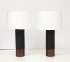 Stone Sawyer Baxter lamp in obsidian glaze walnut base - 4551602