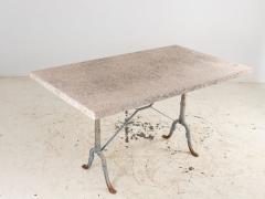 Stone Topped Dining Table with Blue Trestle Iron Base France mid 20th c - 4202294