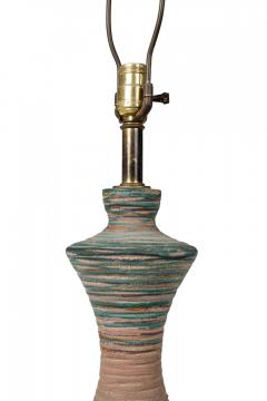 Stoneware Ceramic Tall Spindle Table Lamp with Blue Matte Glaze on Wood Base - 4162686