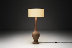 Stoneware Floor Lamp with Abstract Relief Pattern Scandinavia Mid 20th Century - 4556333