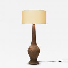 Stoneware Floor Lamp with Abstract Relief Pattern Scandinavia Mid 20th Century - 4561874