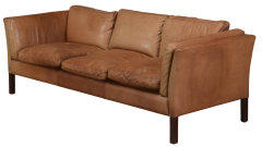 Stouby Furniture A S Mid Century Danish 3 seat Cognac Leather Sofa - 2780119