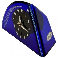 Streamline Art Deco Colbolt Blue Bent Glass Clock - 3698285