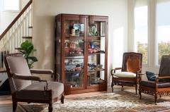 Streamlined Art Deco Display Vitrine with Geometric Woodwork and Glass Shelves - 4251088