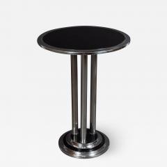 Streamlined Art Deco Machine Age Chrome Black Enamel Vitrolite Side Table - 1561383