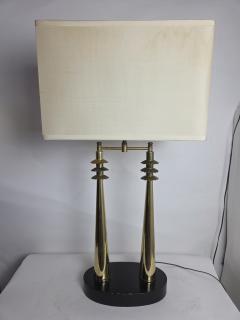 Streamlined Chinoiserie Twin Column Temple Gate Table Lamp c 1950s - 4694347