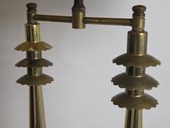 Streamlined Chinoiserie Twin Column Temple Gate Table Lamp c 1950s - 4694349