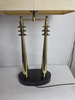 Streamlined Chinoiserie Twin Column Temple Gate Table Lamp c 1950s - 4694352