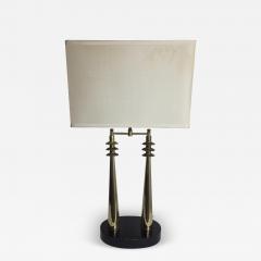Streamlined Chinoiserie Twin Column Temple Gate Table Lamp c 1950s - 4694518