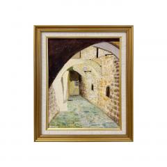Street of Jerusalem Oil on Canvas Impressionistic Painting by M Schneider - 3515512