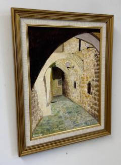 Street of Jerusalem Oil on Canvas Impressionistic Painting by M Schneider - 3515516