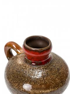 Strehla East German Mid Century Speckled Brown and Red Glazed Ceramic Jug - 4675192