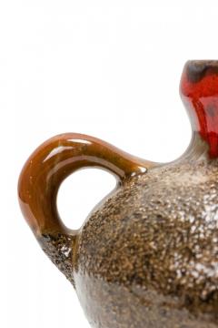 Strehla East German Mid Century Speckled Brown and Red Glazed Ceramic Jug - 4675193