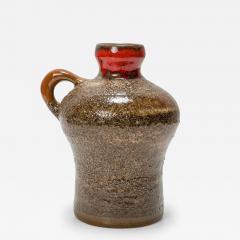 Strehla East German Mid Century Speckled Brown and Red Glazed Ceramic Jug - 4733490