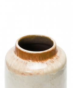Strehla East German Mid Century White Red and Black Glazed Banded Central Design - 4673822