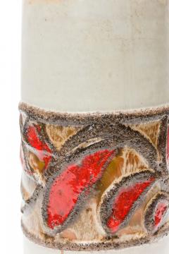 Strehla East German Mid Century White Red and Black Glazed Banded Central Design - 4673823