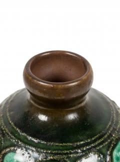 Strehla Keramik East German Mid Century Multi Tonal Green Glazed Circle Design C - 4675698