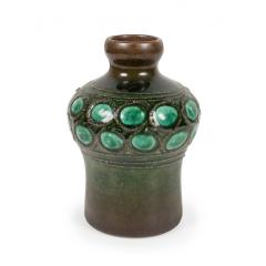 Strehla Keramik East German Mid Century Multi Tonal Green Glazed Circle Design C - 4742172