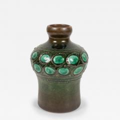 Strehla Keramik East German Mid Century Multi Tonal Green Glazed Circle Design C - 4742186