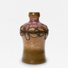 Strehla Keramik East German Mid Century Raised Brown Floral Design Mottled Brown - 4720780
