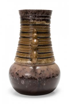 Strehla Keramik East German Mid Century Ribbed Multi Tonal Brown Glazed Ceramic - 4672701