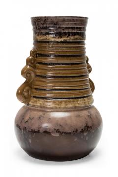 Strehla Keramik East German Mid Century Ribbed Multi Tonal Brown Glazed Ceramic - 4672702