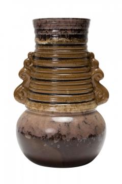 Strehla Keramik East German Mid Century Ribbed Multi Tonal Brown Glazed Ceramic - 4672703