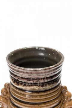 Strehla Keramik East German Mid Century Ribbed Multi Tonal Brown Glazed Ceramic - 4672704