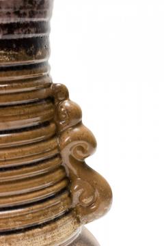 Strehla Keramik East German Mid Century Ribbed Multi Tonal Brown Glazed Ceramic - 4672705