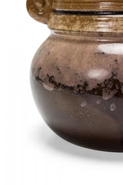Strehla Keramik East German Mid Century Ribbed Multi Tonal Brown Glazed Ceramic - 4672706