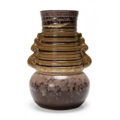 Strehla Keramik East German Mid Century Ribbed Multi Tonal Brown Glazed Ceramic - 4720678