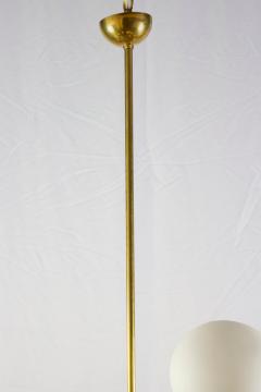 Striking Brass and Opaline Murano Glass Large Sputnik Chandelier Italy 1970 - 3919588