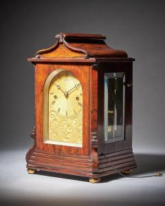 Striking George IV Eight Day Rosewood Pagoda Library Clock by French London - 3123409