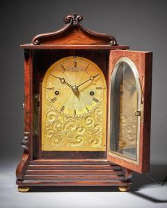 Striking George IV Eight Day Rosewood Pagoda Library Clock by French London - 3123452