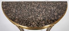 Striking Pair of Bronze Consoles with Fossilized Marble Tops - 4329429