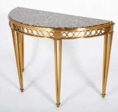 Striking Pair of Bronze Consoles with Fossilized Marble Tops - 4329430