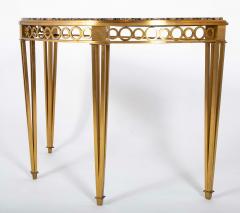 Striking Pair of Bronze Consoles with Fossilized Marble Tops - 4329433