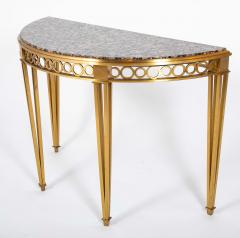 Striking Pair of Bronze Consoles with Fossilized Marble Tops - 4329435