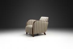 Striped Art Deco Armchair with Beech Armrests Europe ca 1930s - 4638360