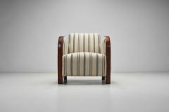 Striped Art Deco Armchair with Beech Armrests Europe ca 1930s - 4638365