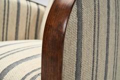Striped Art Deco Armchair with Beech Armrests Europe ca 1930s - 4638366