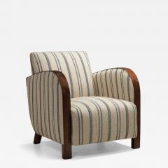 Striped Art Deco Armchair with Beech Armrests Europe ca 1930s - 4648665