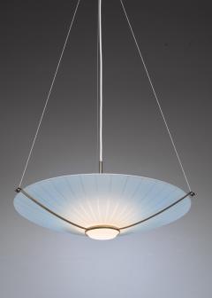 Striped frosted glass pendant Sweden 1940s - 952627