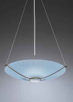 Striped frosted glass pendant Sweden 1940s - 952629