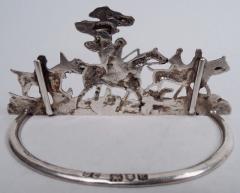 Stuart Clifford Set of 4 English Victorian Sterling Silver Fox Hunt Place Card Holders - 4424384