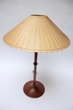 Studio Craft Sculptural Cherry Wood and Brass Table Lamp with Original Shade - 2977596